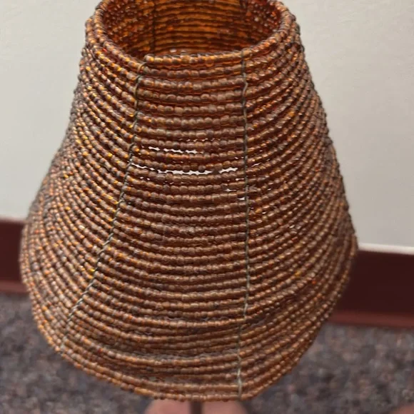 2 bronze candle holders with beaded shades. From Pier 1. - Picture 2 of 7